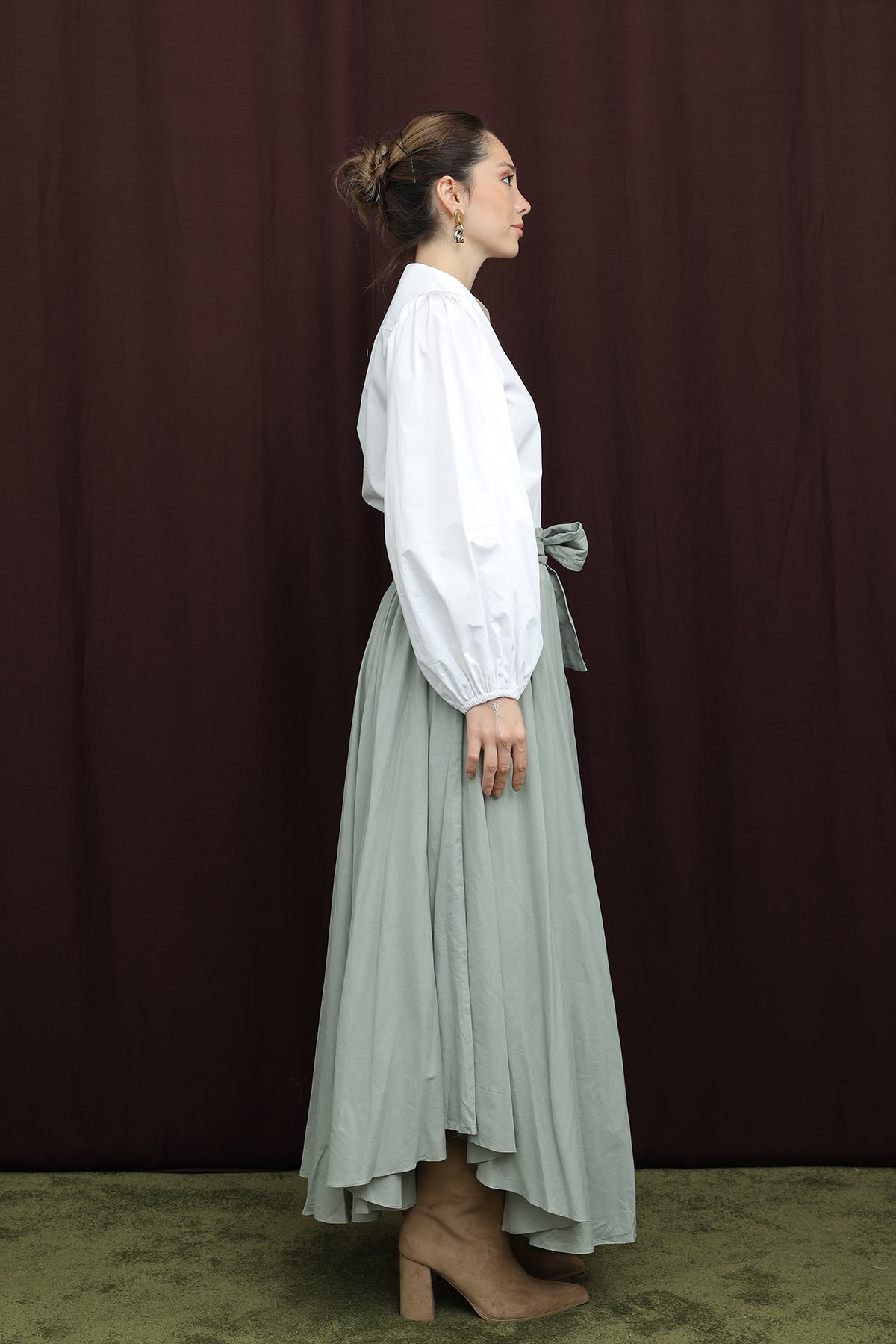 Kadın Bel Kuşaklı Asimetrik Kesim Etek  -  32420ETK