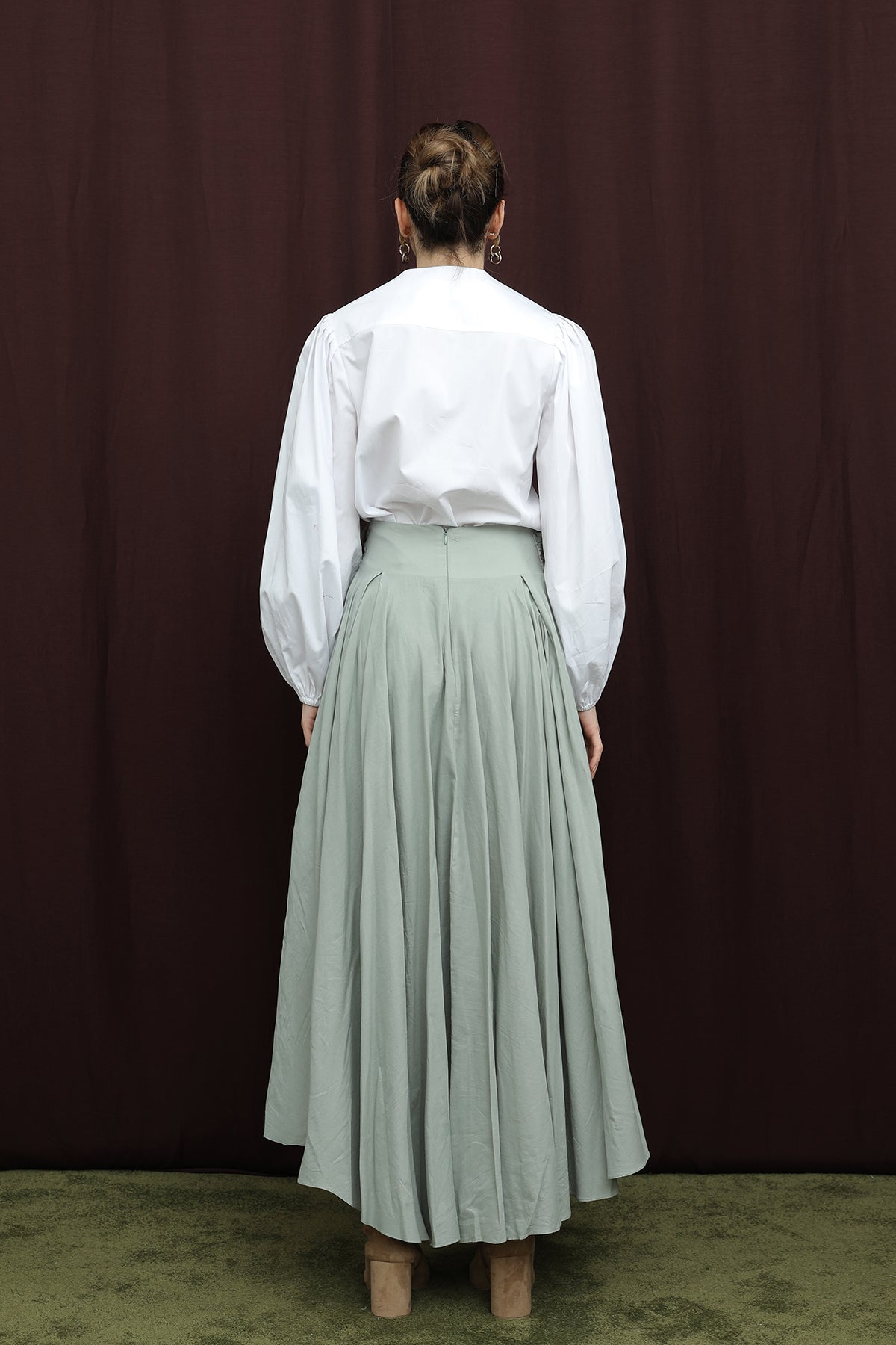 Kadın Bel Kuşaklı Asimetrik Kesim Etek  -  32420ETK