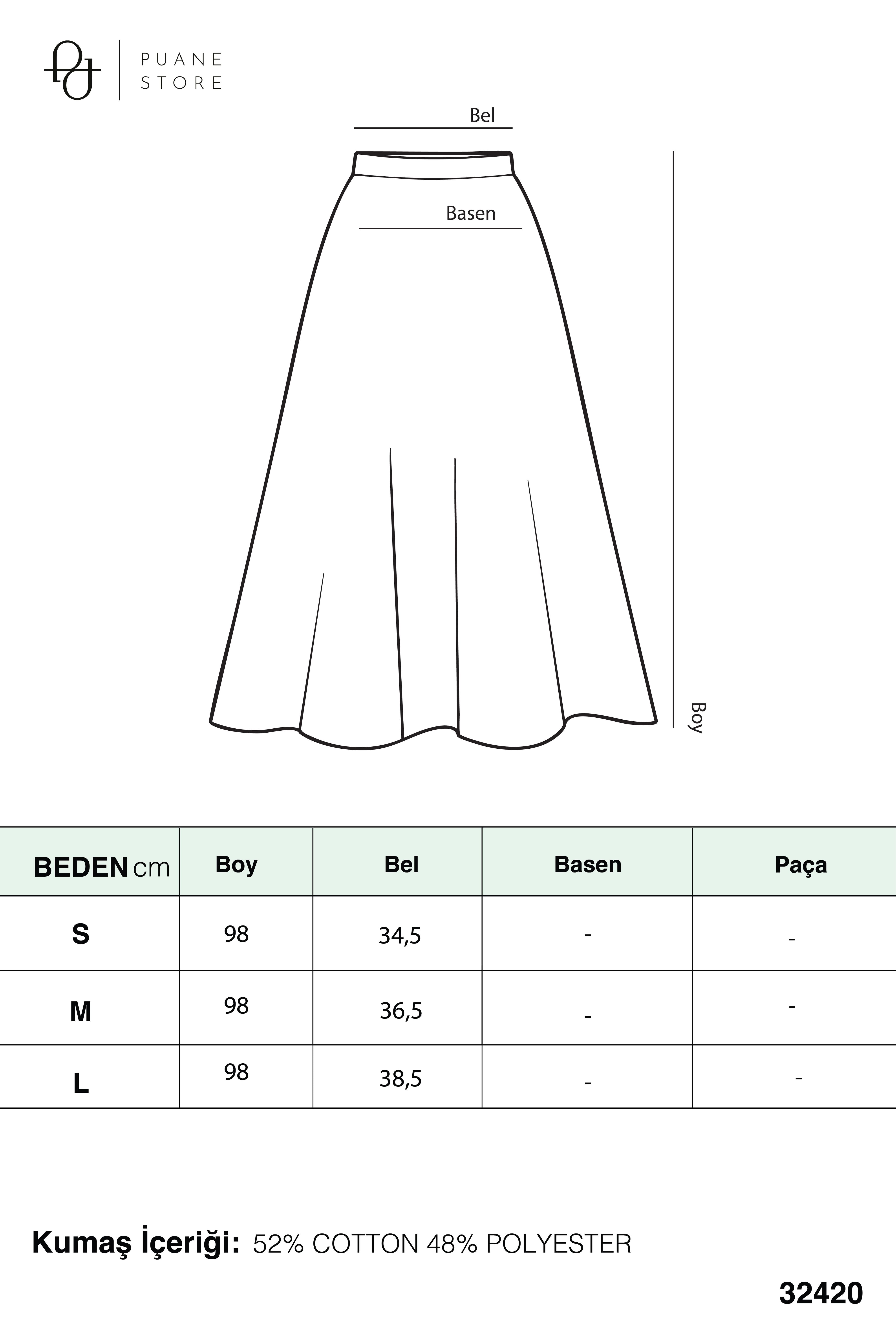 Kadın Bel Kuşaklı Asimetrik Kesim Etek  -  32420ETK