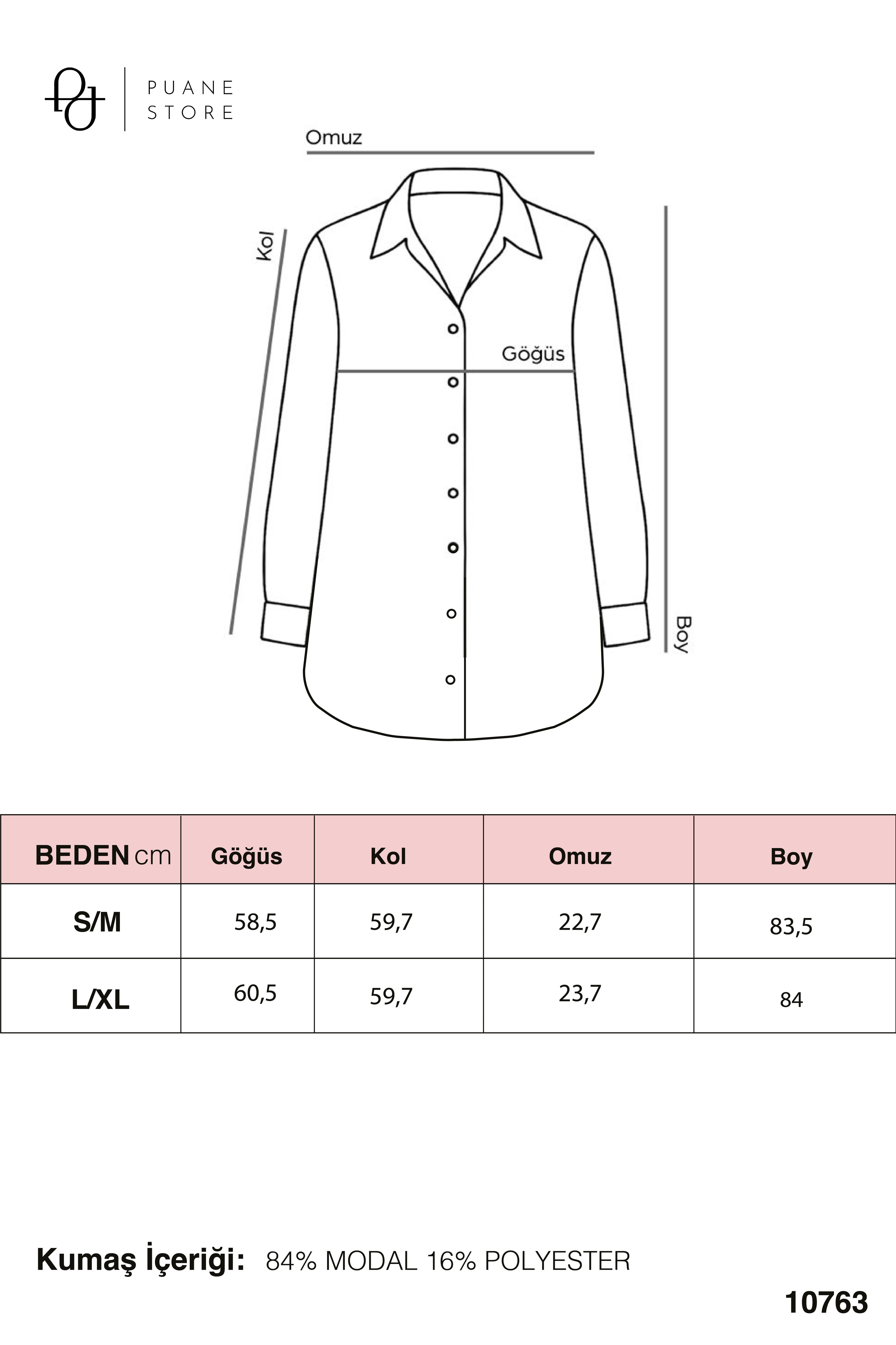 Kadın Düğmeli Uzun Tunik – Rahat Kesim, Broş Detaylı Şık Tasarım-10763