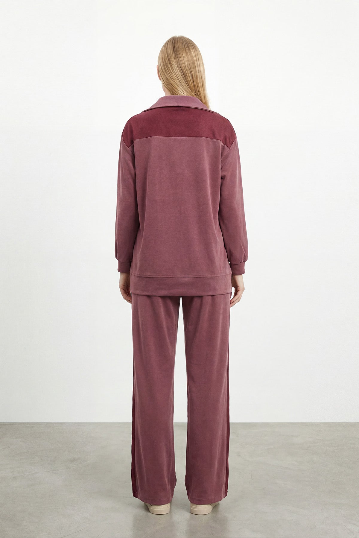 Kadın Geniş Yaka Fermuarlı Premium İkili Takım -14421TKS