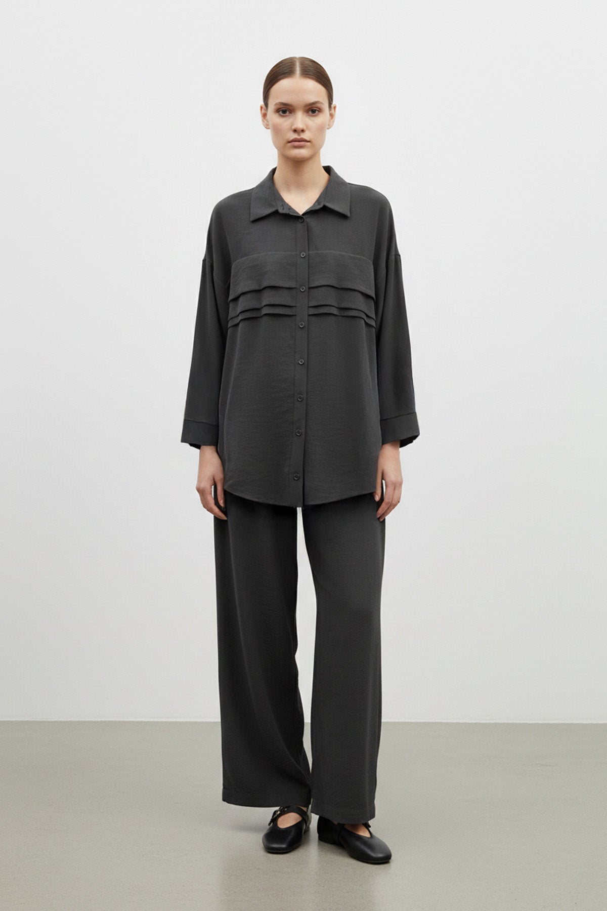 Kadın Düğmeli Rahat Fit Takım -14423