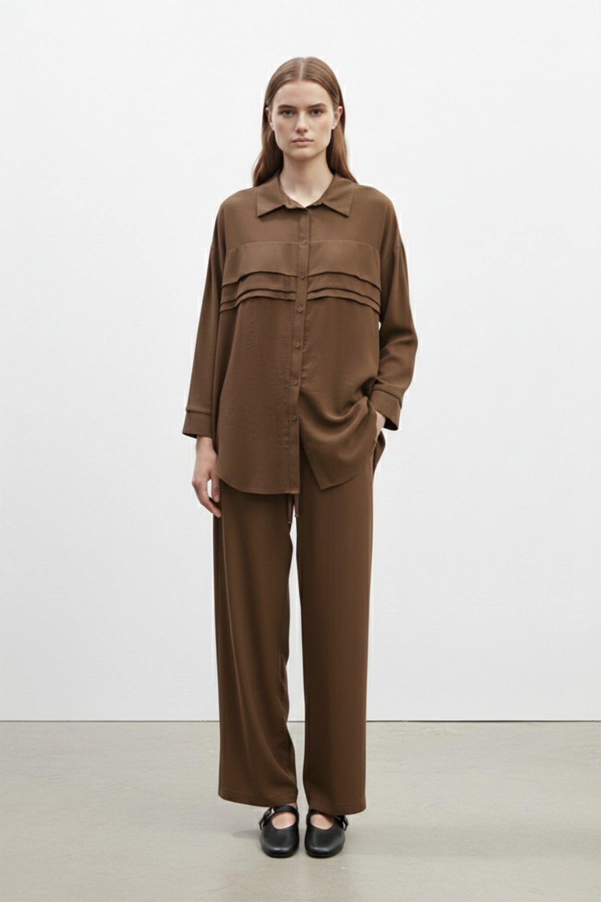 Kadın Düğmeli Rahat Fit Takım -14423