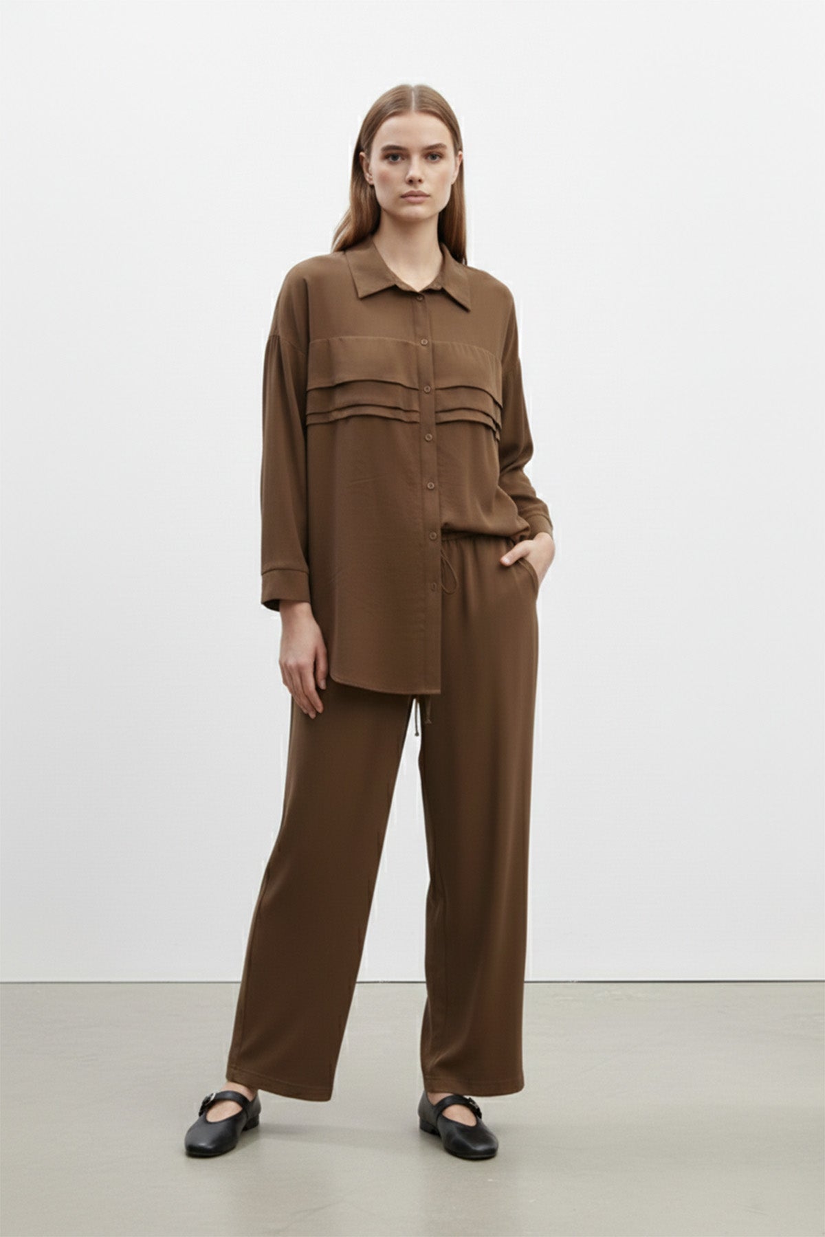 Kadın Düğmeli Rahat Fit Takım -14423