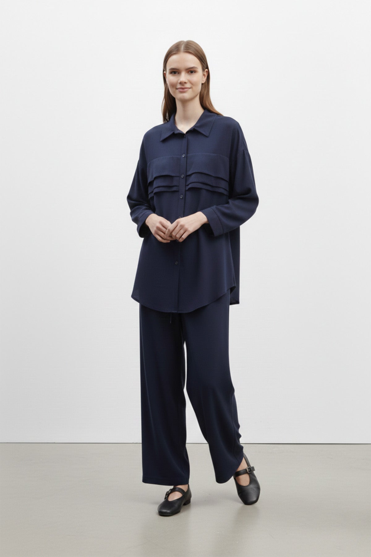 Kadın Düğmeli Rahat Fit Takım -14423