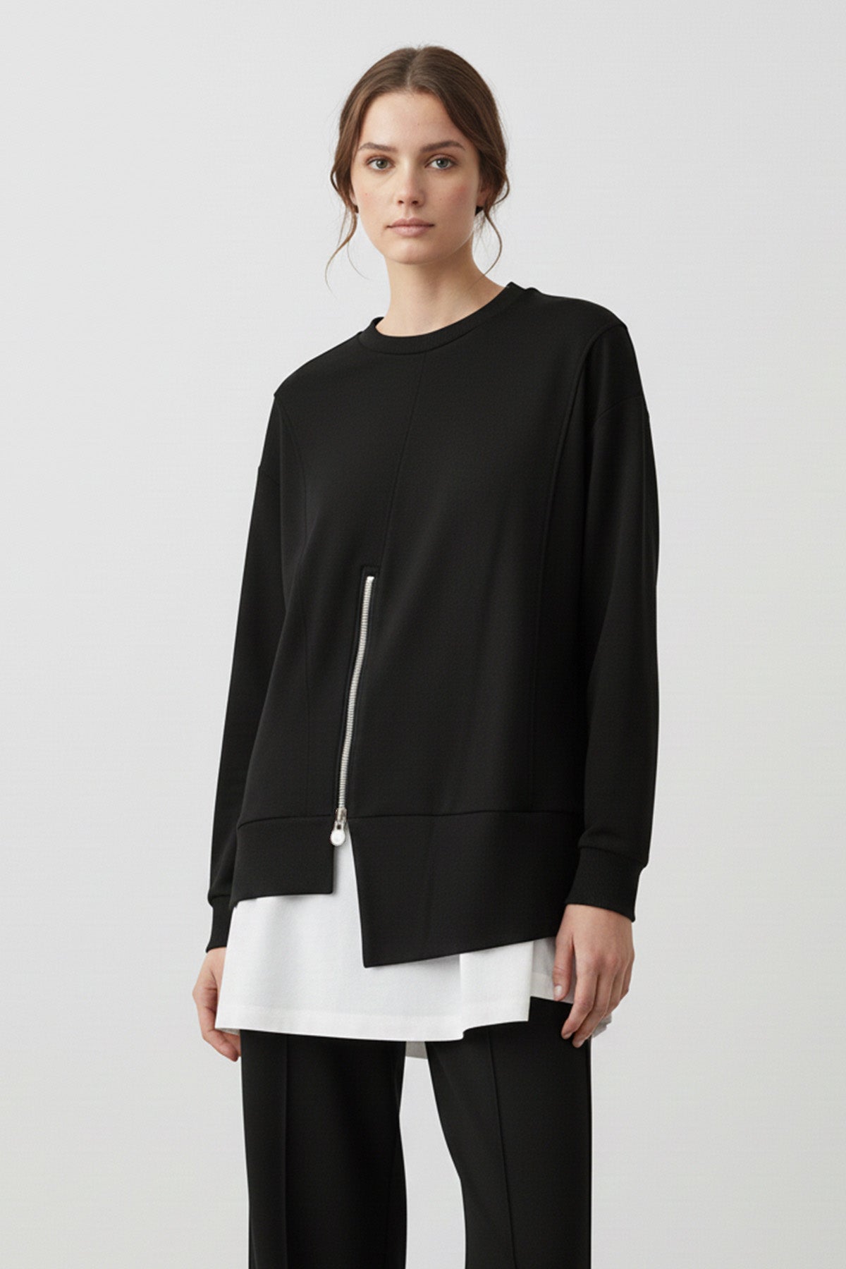 Kadın Fermuar Detaylı Tunik Pantolon Takımı-14438TKS