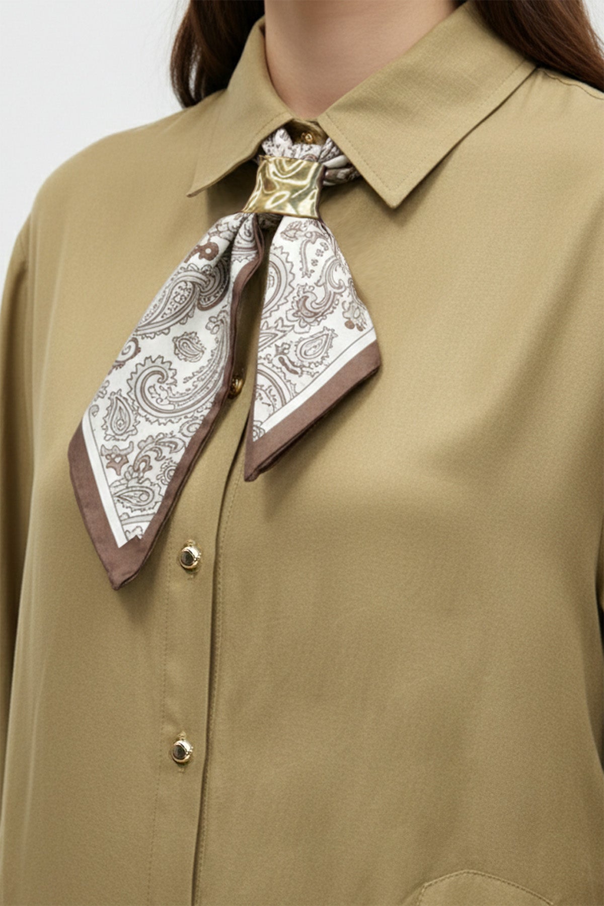 Kadın Şal Detaylı Düğmeli Rahat Kesim Takım – 14449TKS