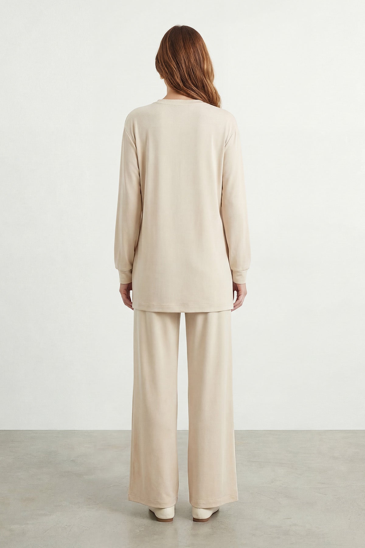 Kadın Yan Bağlama Detaylı Bisiklet Yaka Tunik Pantolon Takım – 14479TKS