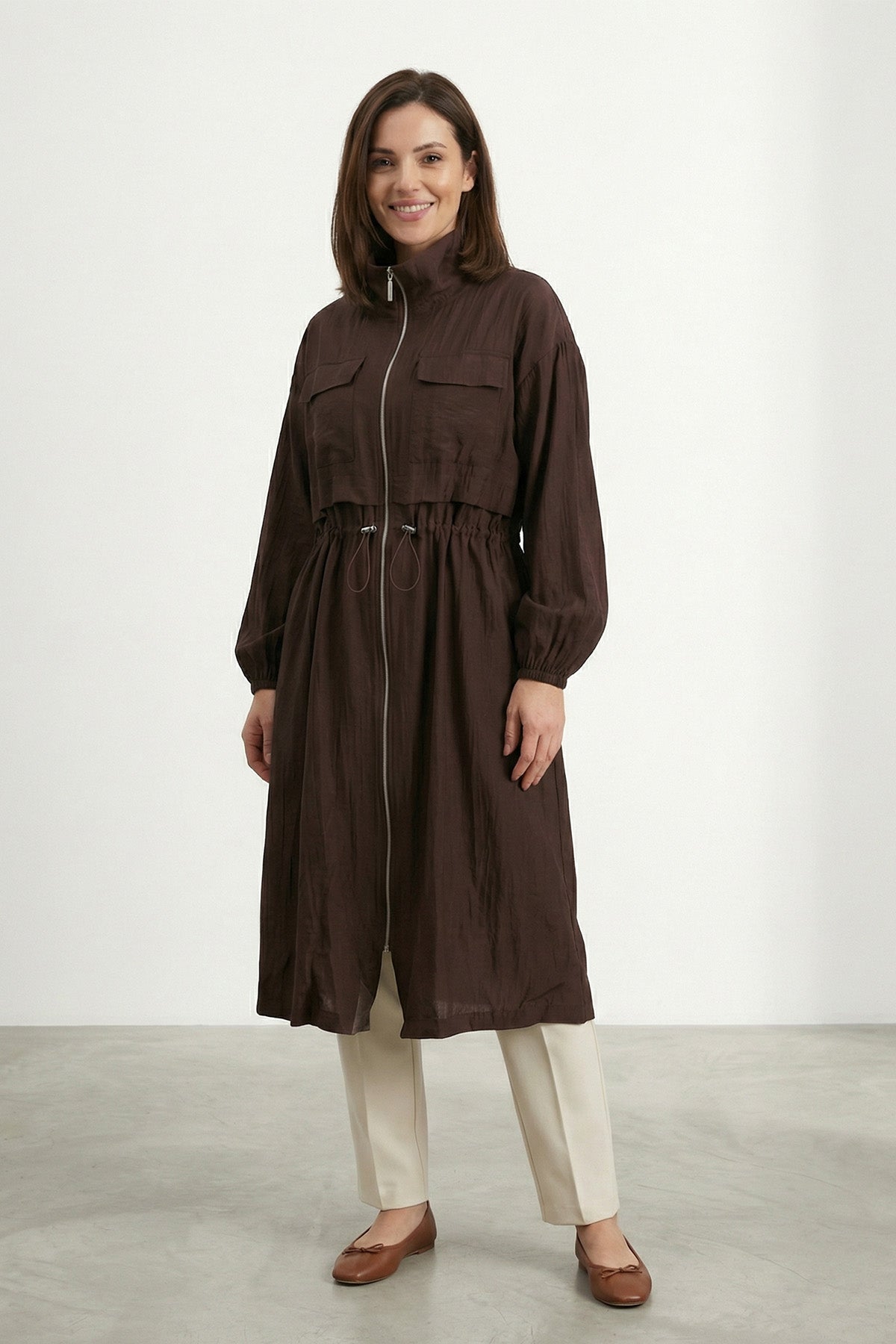 Kadın Cepli ve Ayarlanabilir Bel Detaylı Mevsimlik Kap-15255CAP