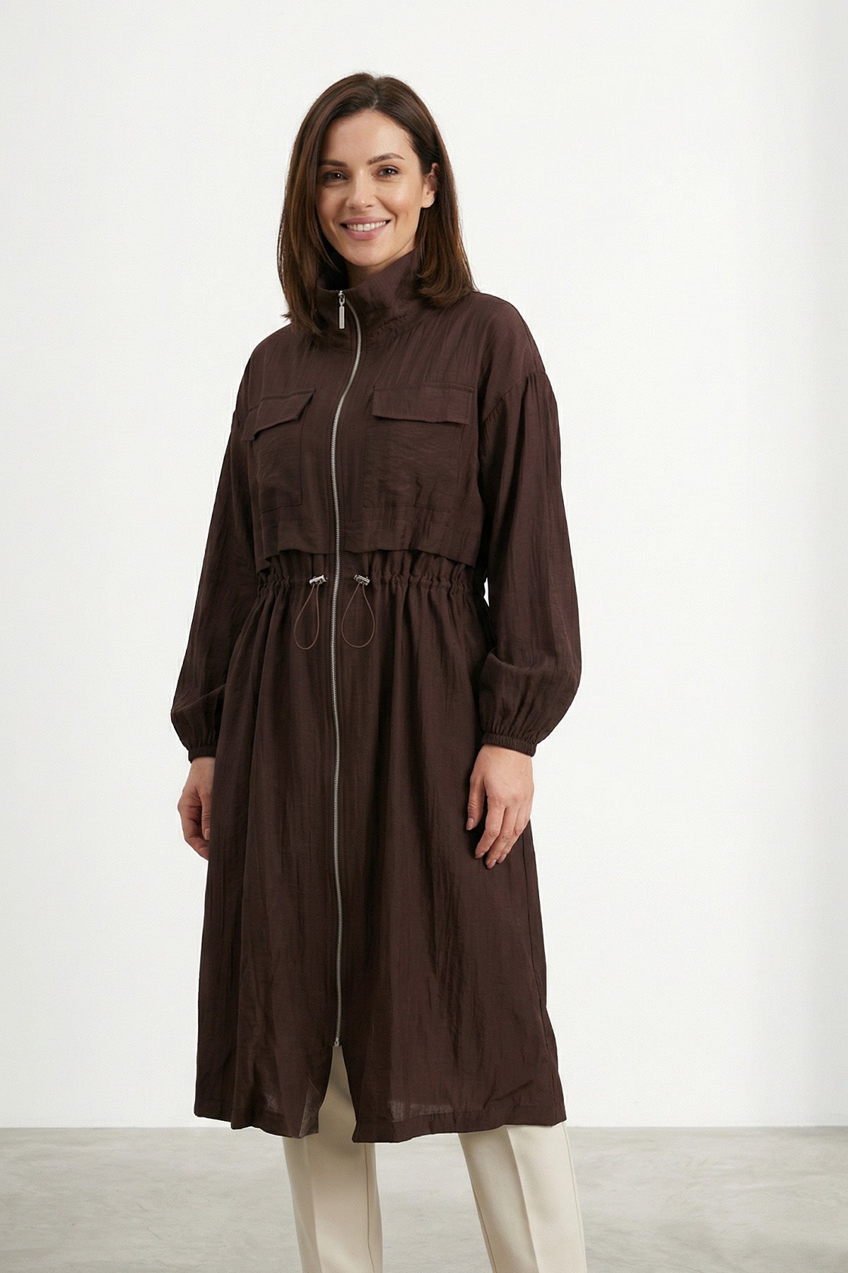 Kadın Cepli ve Ayarlanabilir Bel Detaylı Mevsimlik Kap-15255CAP