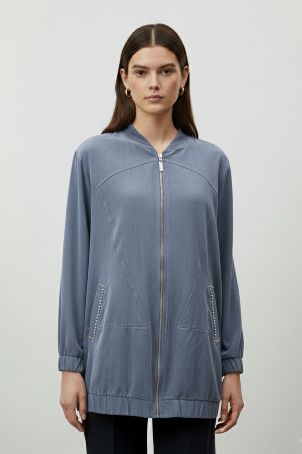 Kadın Cep Detaylı Fermuarlı Süet Ceket - 15258CKT