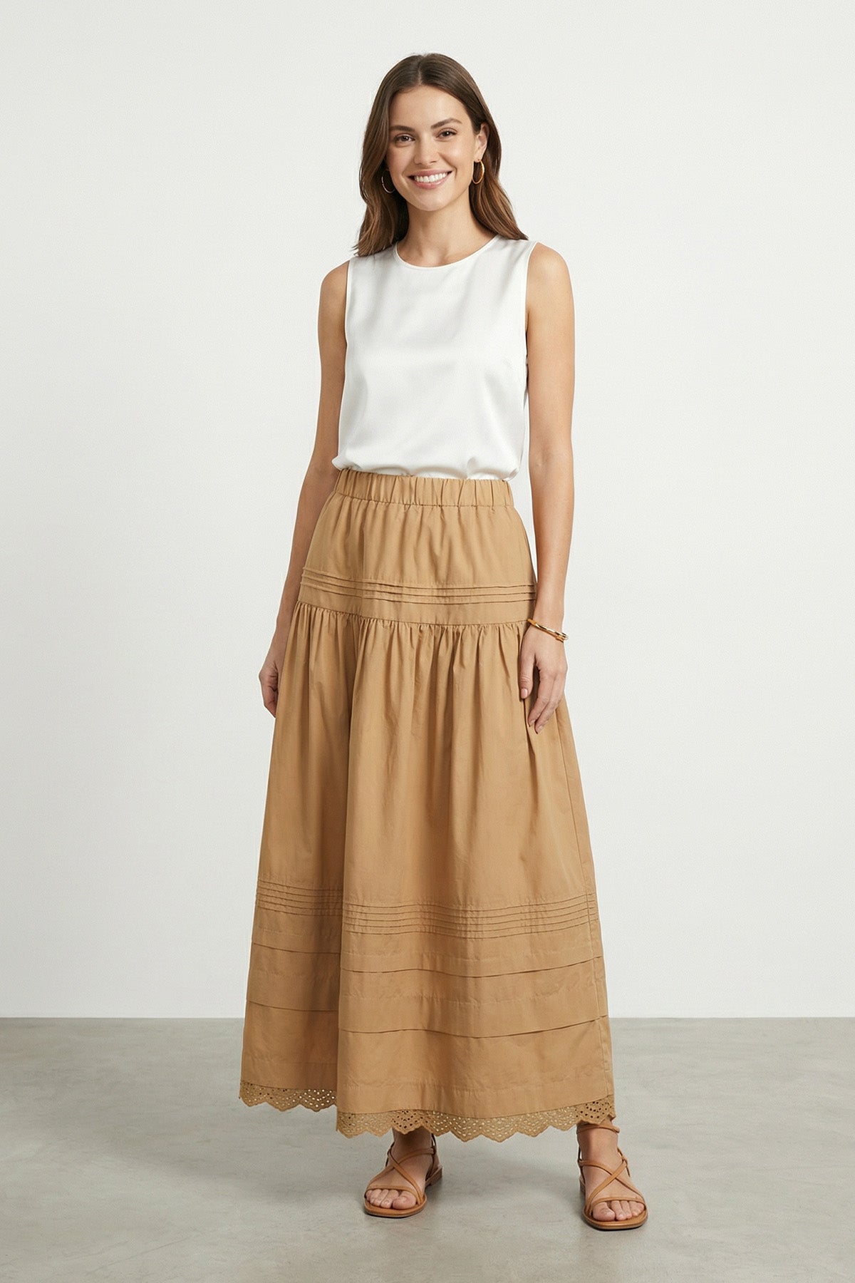 Kadın Pamuklu Fisto Detaylı Volanlı Etek - 20728ETK