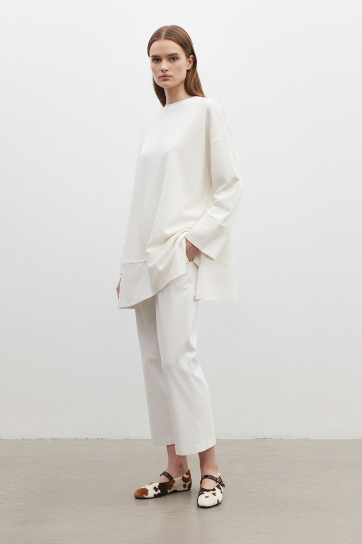 Kadın Bisiklet Yaka Düşük Omuz Örme Tunik -20735TUN