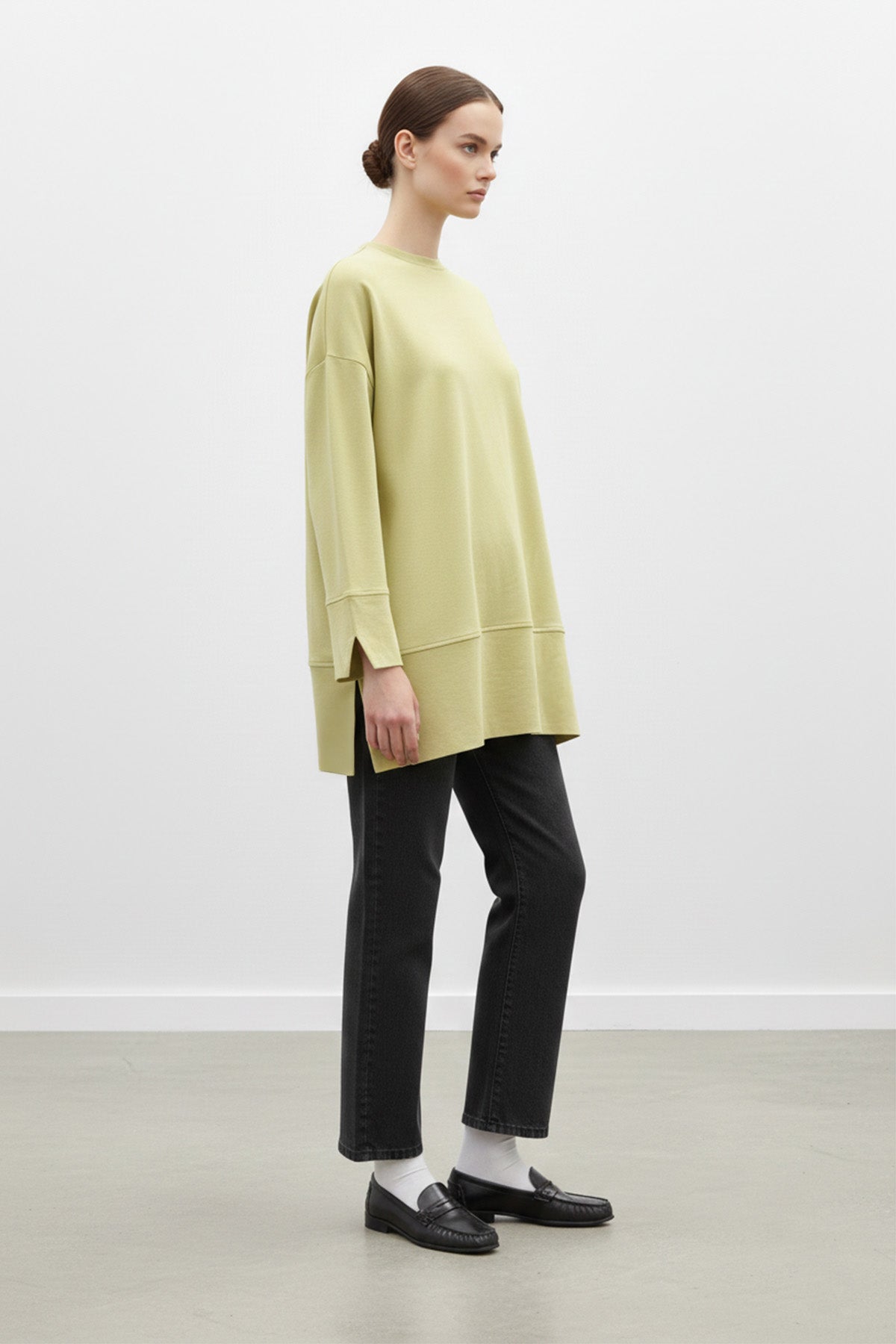 Kadın Bisiklet Yaka Düşük Omuz Örme Tunik -20735TUN