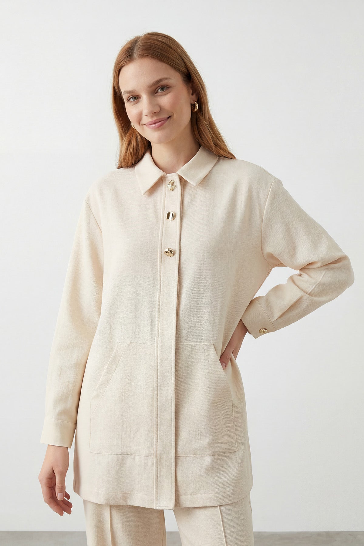 Kadın %100 Pamuklu Rahat Kesim Pantolon Takım - 20741TKS