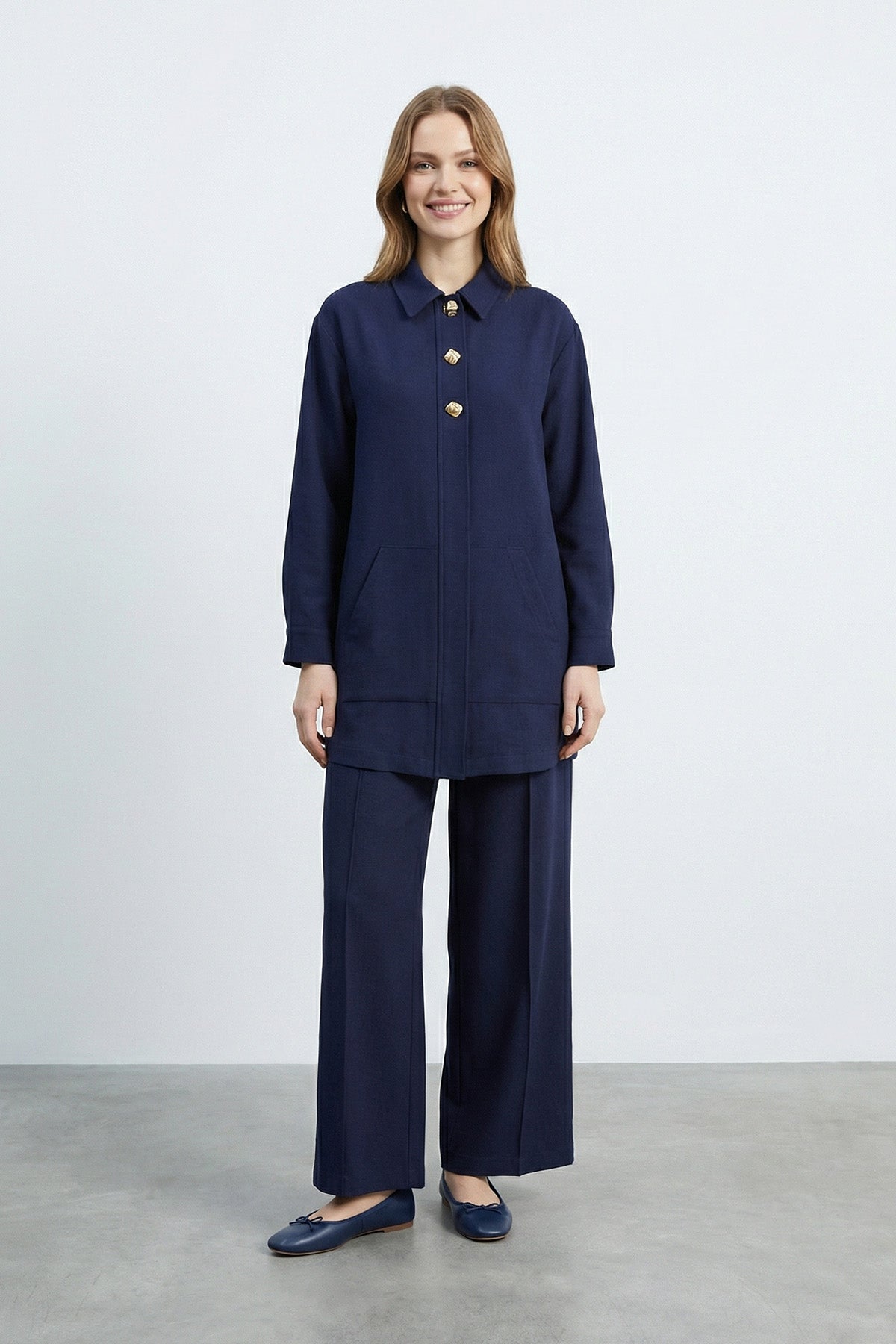 Kadın %100 Pamuklu Rahat Kesim Pantolon Takım - 20741TKS