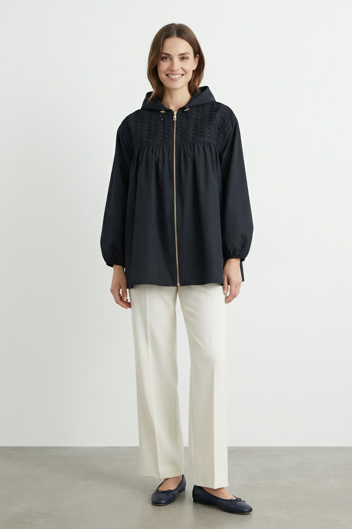 Kadın Kapüşonlu Ön Fermuarlı Mevsimlik Ceket – 32458CKT