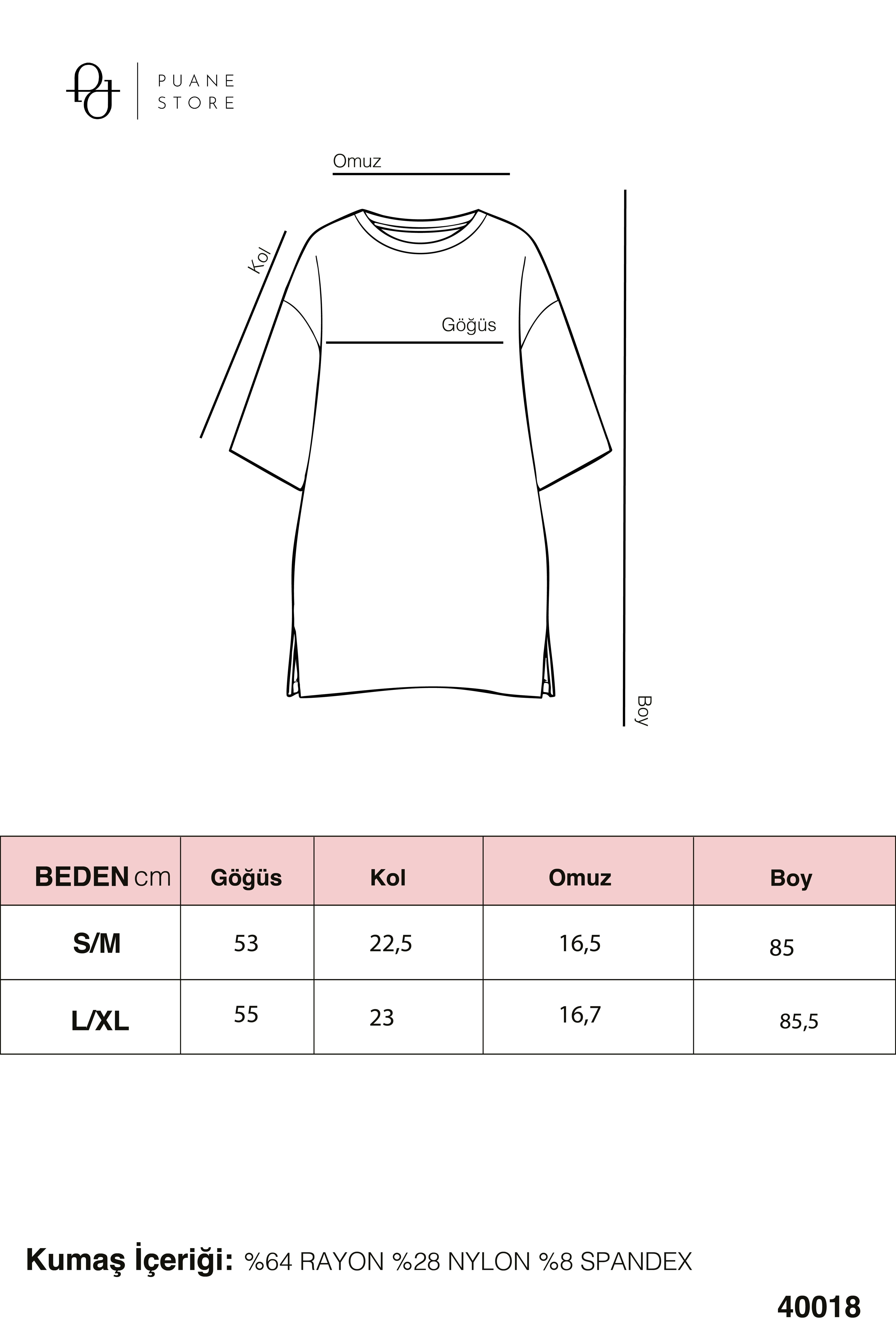 Kadın Uzun Bol Kesim Tshirt - 40009TSH