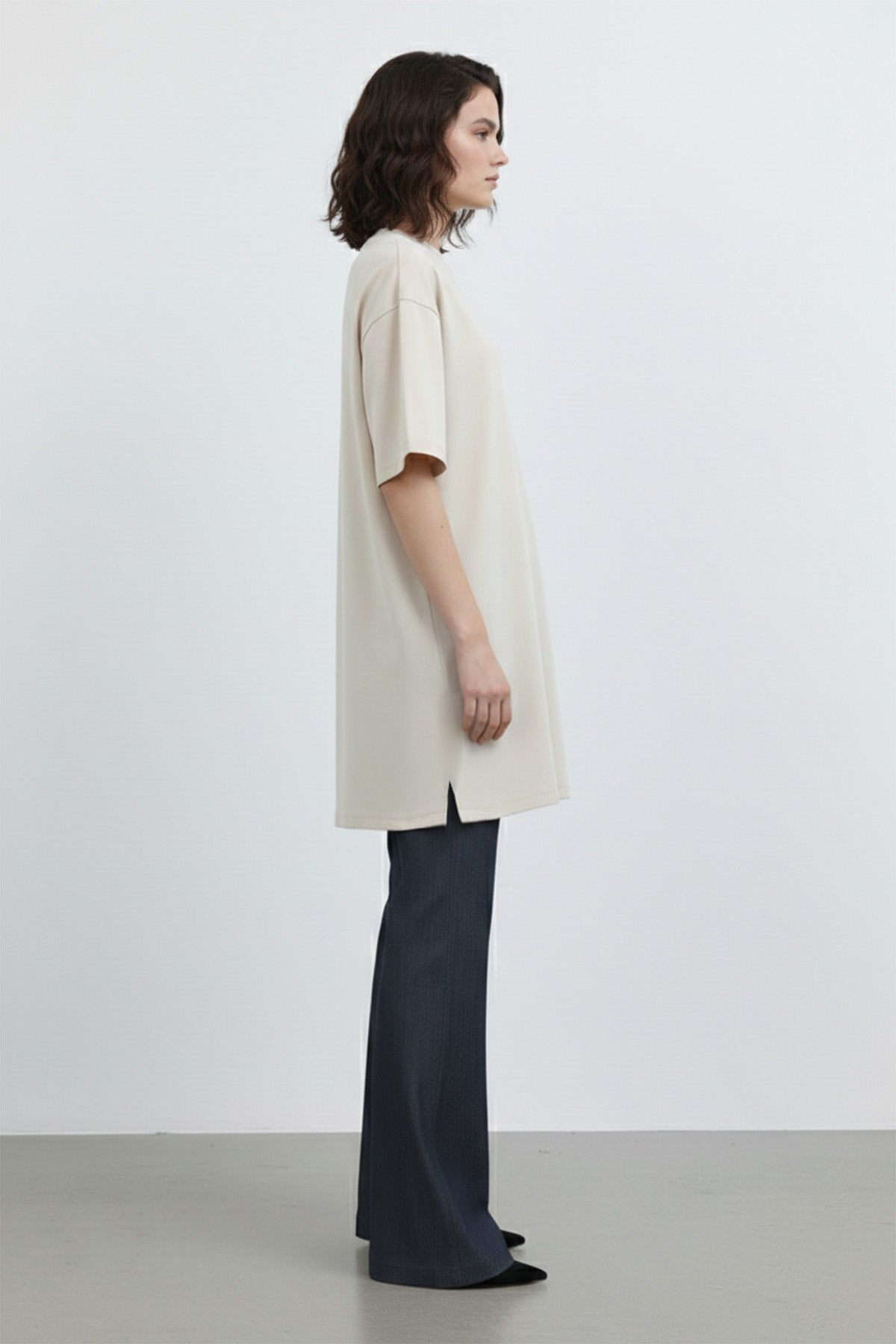 Kadın Uzun Bol Kesim Tshirt - 40009TSH