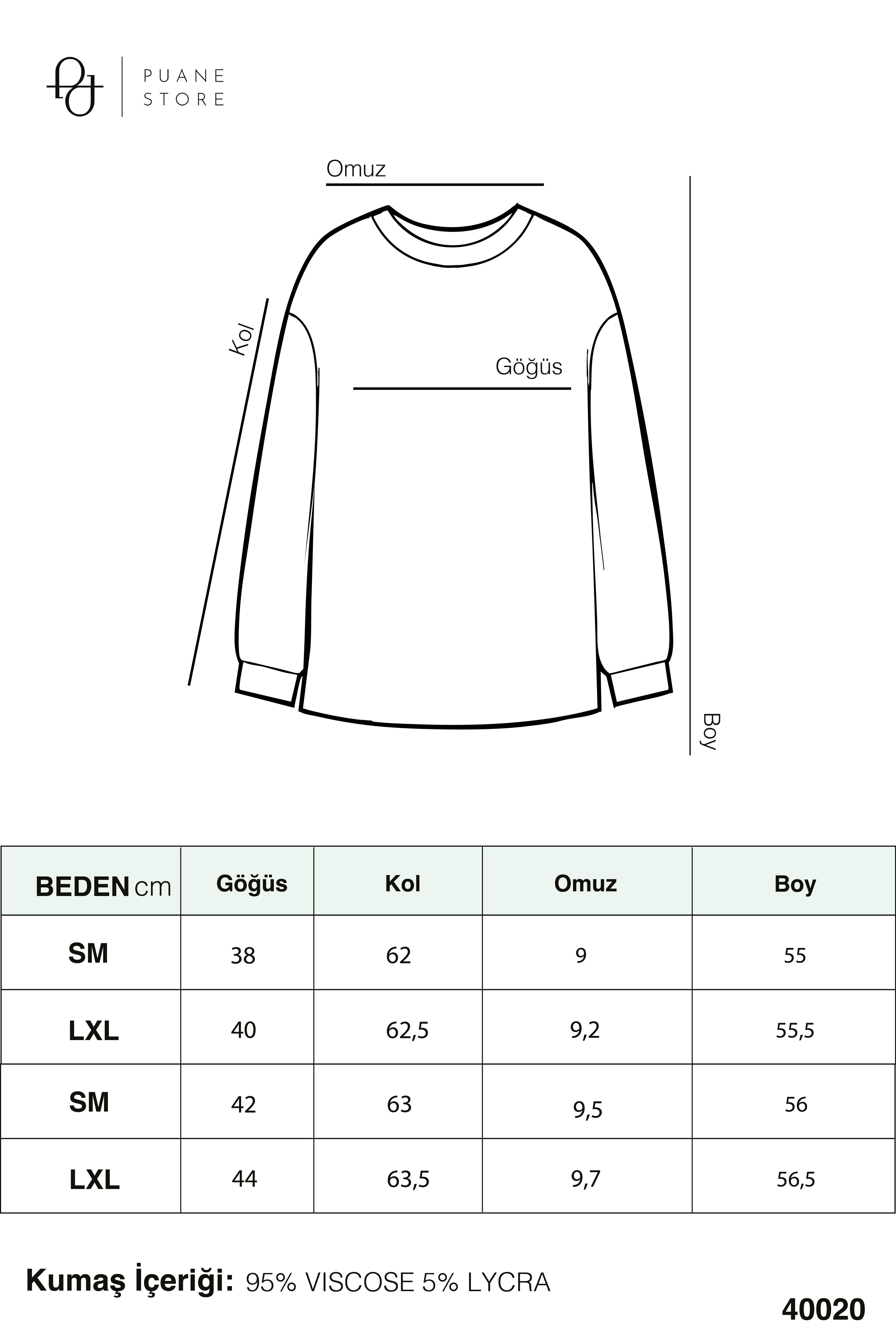Kadın Parmak Geçirmeli Uzun Kollu Bluz - 40020BLZ