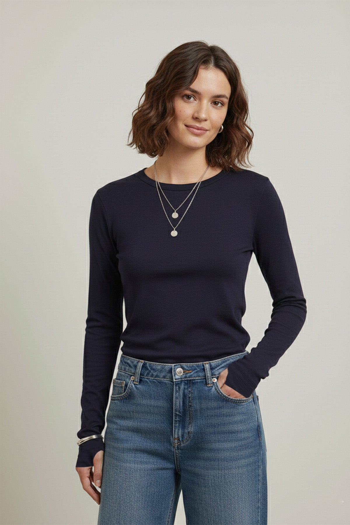 Kadın Parmak Geçirmeli Uzun Kollu Bluz - 40020BLZ