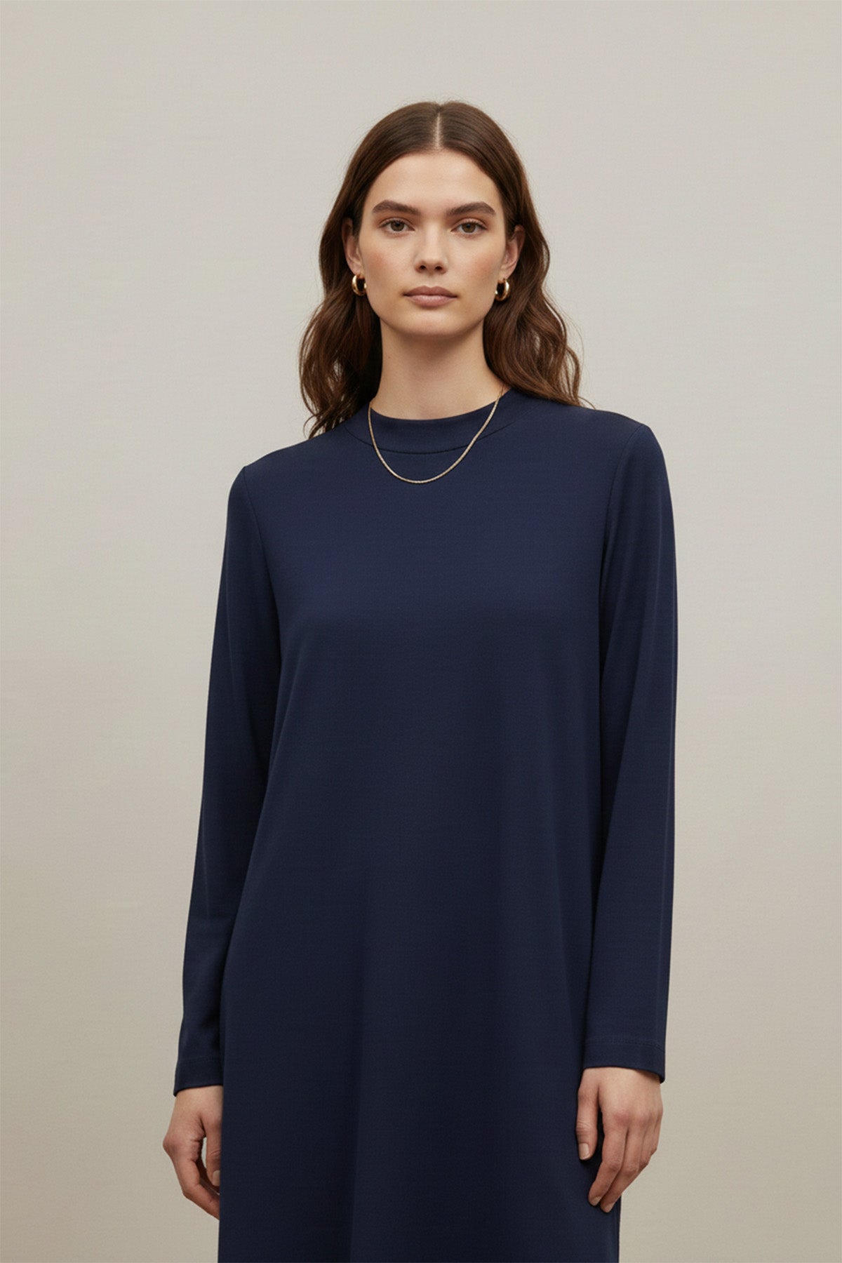 Kadın Düz Kesim Uzun Kollu Tunik - 40021TUN