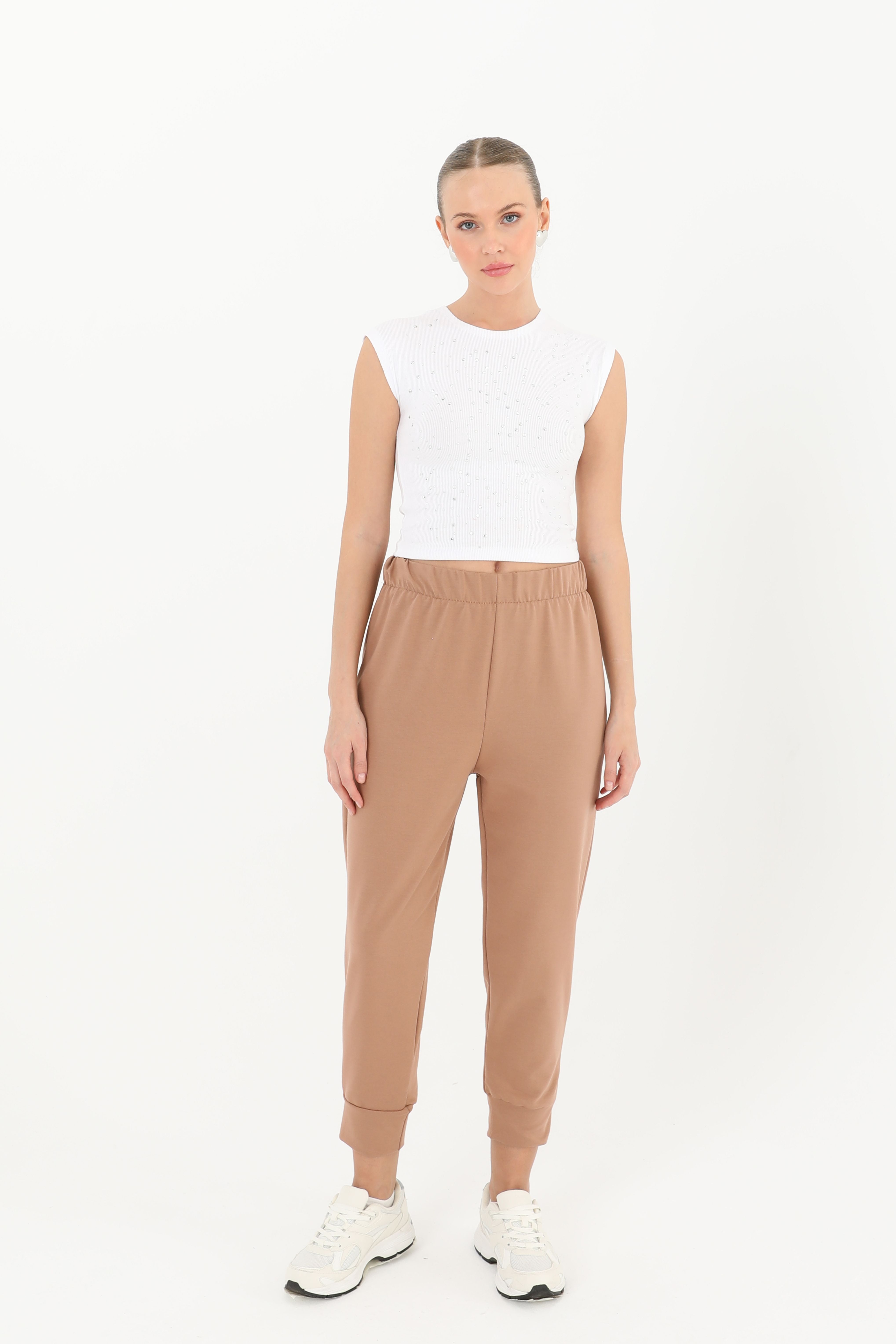 Kadın Ribana Detaylı Eşofman Altı - 30189PNT