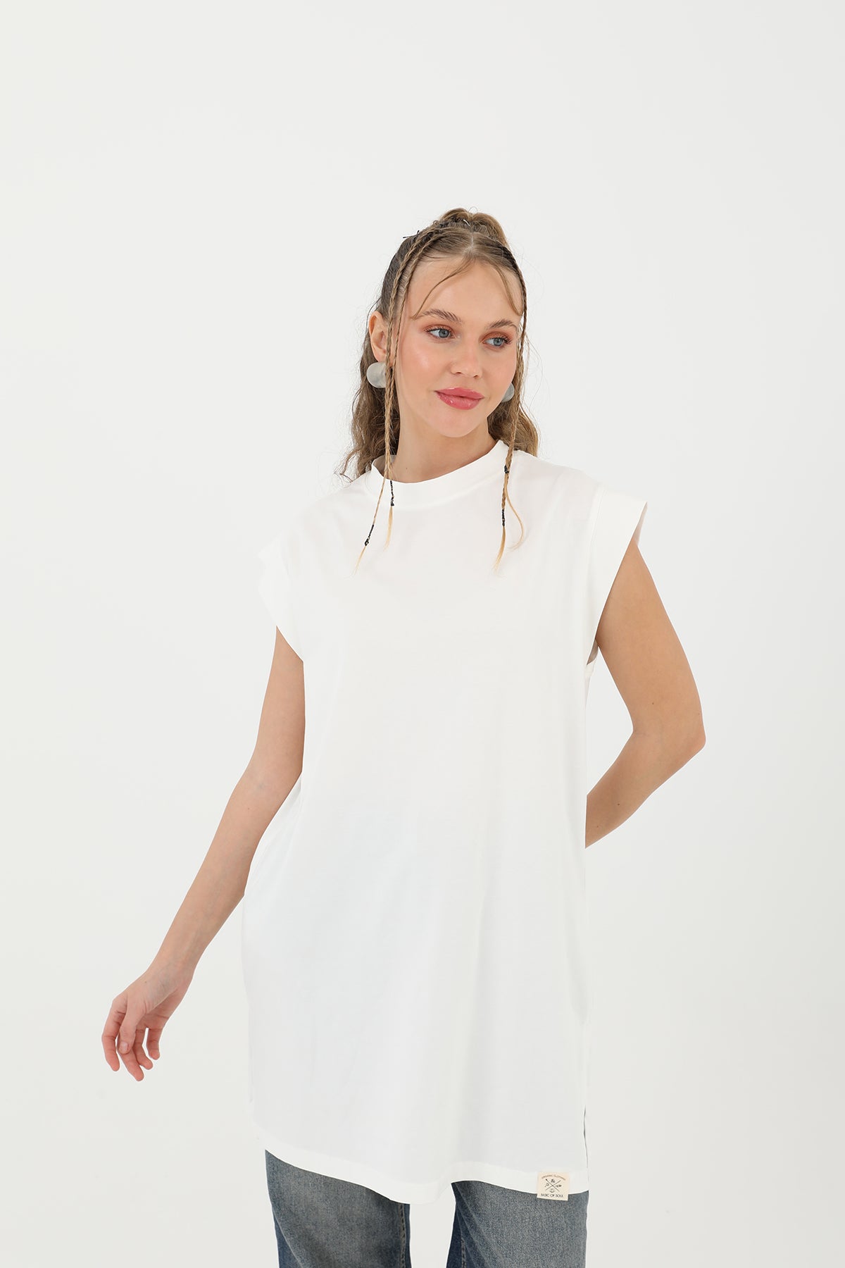 Kadın Basic Kolsuz T-shirt  - 30725TUN