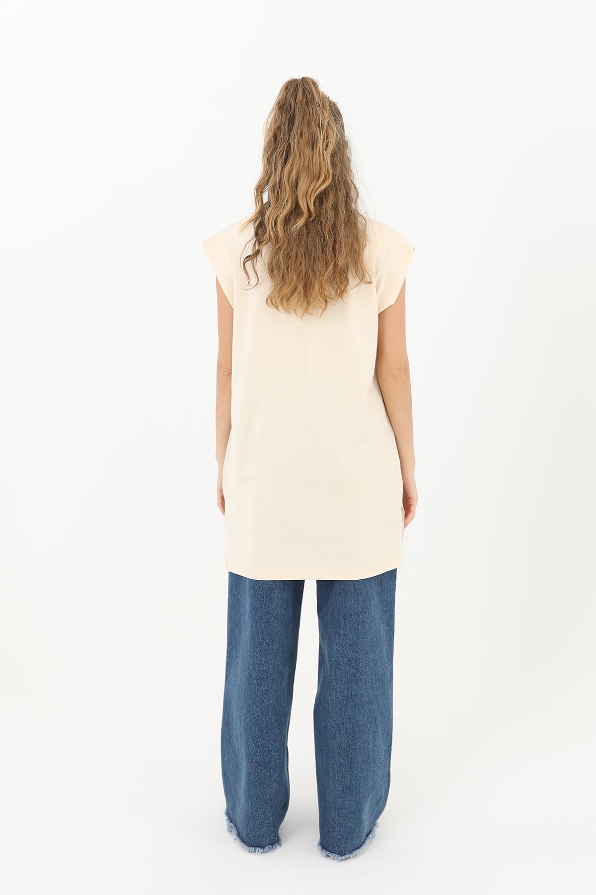 Kadın Basic Kolsuz T-shirt  - 30725TUN