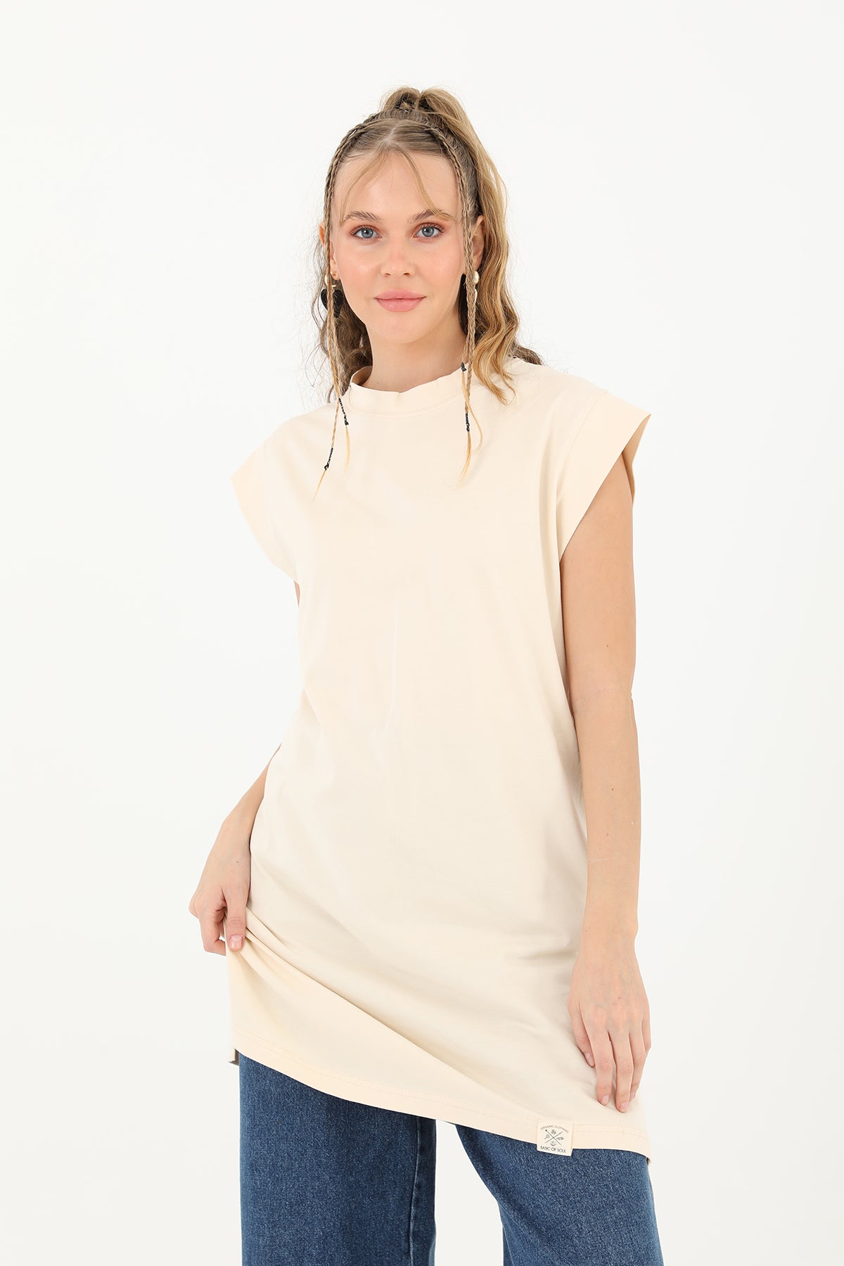 Kadın Basic Kolsuz T-shirt  - 30725TUN