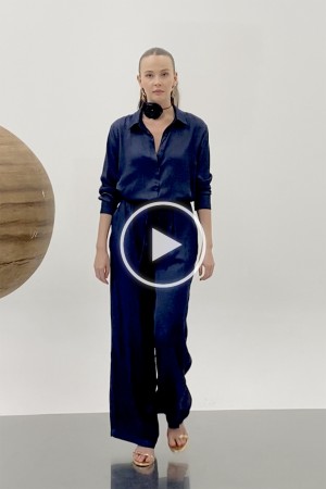 Kadın Saten Belden Bağlamalı Pantalon - 32259PNT