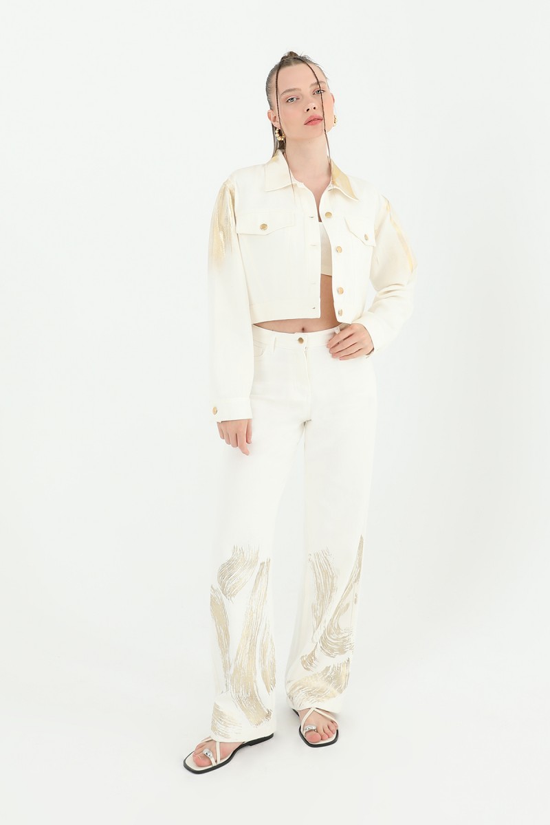 Kadın Varaklı Pantolon -24S-31798PNT