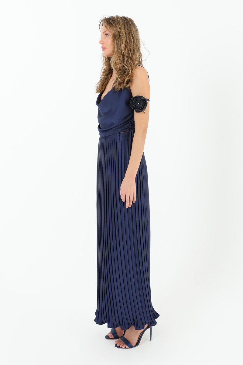 Women's Pleated Long Satin Skirt - 31916ETK Women's Pleated Long Satin Skirt - 31916ETK