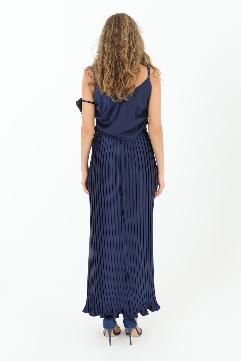 Women's Pleated Long Satin Skirt - 31916ETK Women's Pleated Long Satin Skirt - 31916ETK