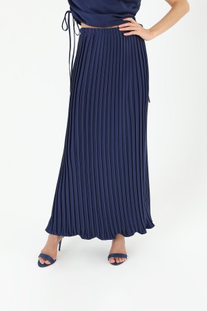 Women's Pleated Long Satin Skirt - 31916ETK Women's Pleated Long Satin Skirt - 31916ETK