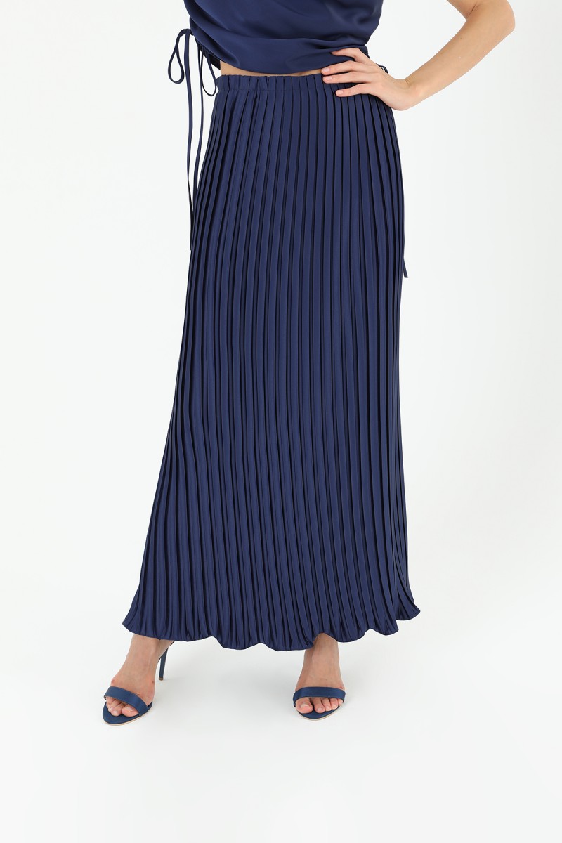 Women's Pleated Long Satin Skirt - 31916ETK Women's Pleated Long Satin Skirt - 31916ETK