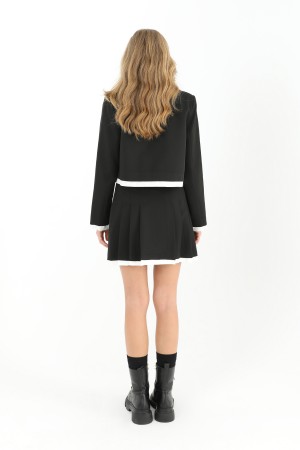 Women's Waist Stone Embroidered Pleated Mini Skirt - 31961ETK Women's Waist Stone Embroidered Pleated Mini Skirt - 31961ETK