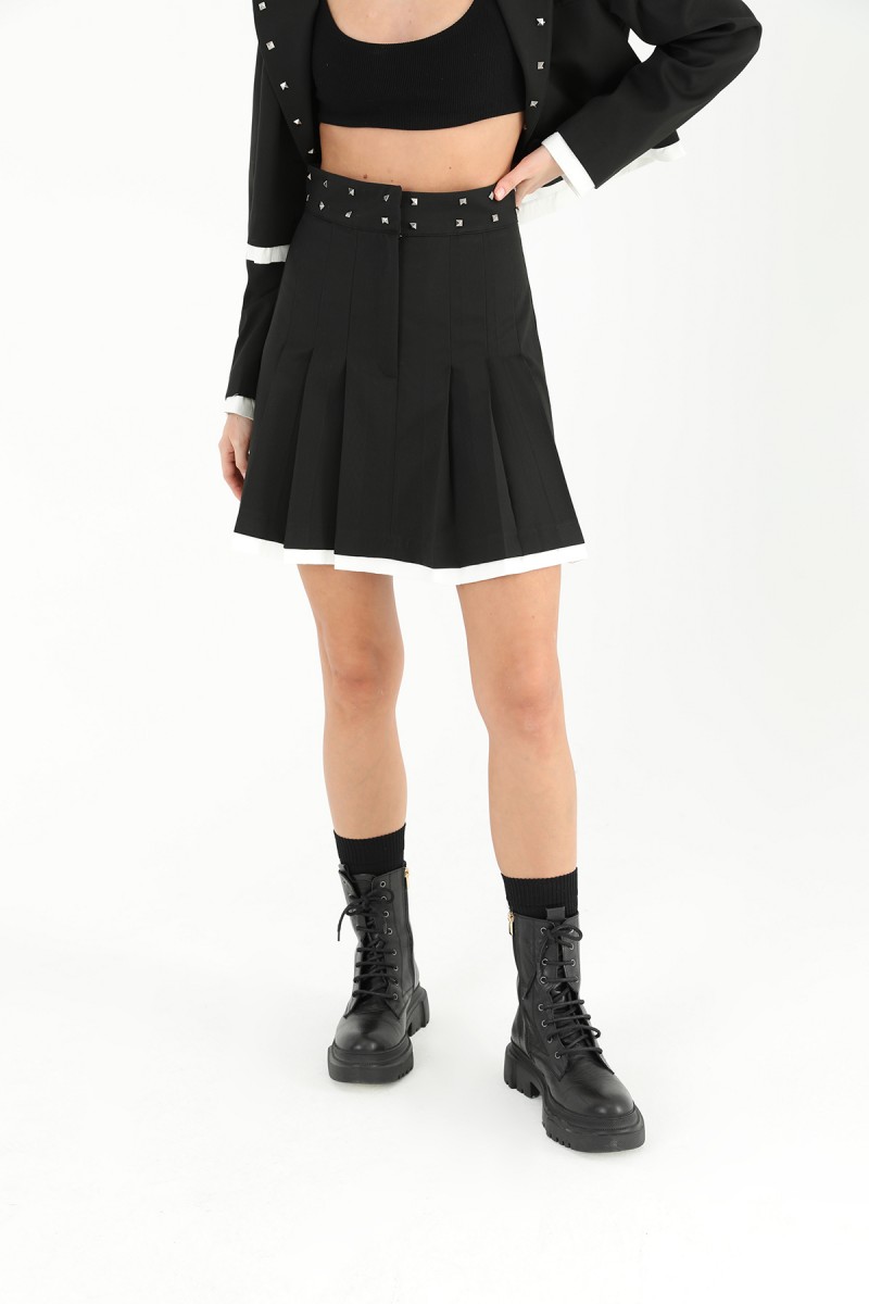 Women's Waist Stone Embroidered Pleated Mini Skirt - 31961ETK Women's Waist Stone Embroidered Pleated Mini Skirt - 31961ETK