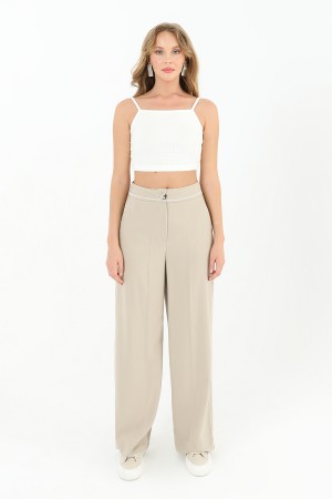 Kadın Beli Nakış Detaylı Geniş Paça Pantolon - 31976PNT Kadın Beli Nakış Detaylı Geniş Paça Pantolon - 31976PNT