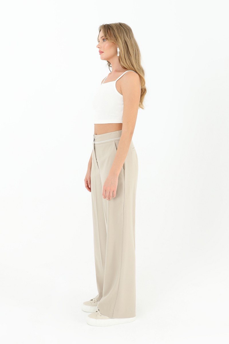 Kadın Beli Nakış Detaylı Geniş Paça Pantolon - 31976PNT Kadın Beli Nakış Detaylı Geniş Paça Pantolon - 31976PNT
