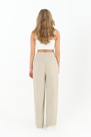 Kadın Beli Nakış Detaylı Geniş Paça Pantolon - 31976PNT Kadın Beli Nakış Detaylı Geniş Paça Pantolon - 31976PNT