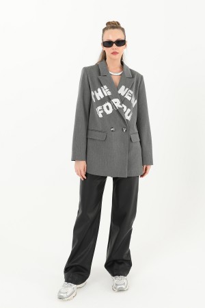Kadın Yazı Baskılı Blazer Ceket - 31978CKT Kadın Yazı Baskılı Blazer Ceket - 31978CKT
