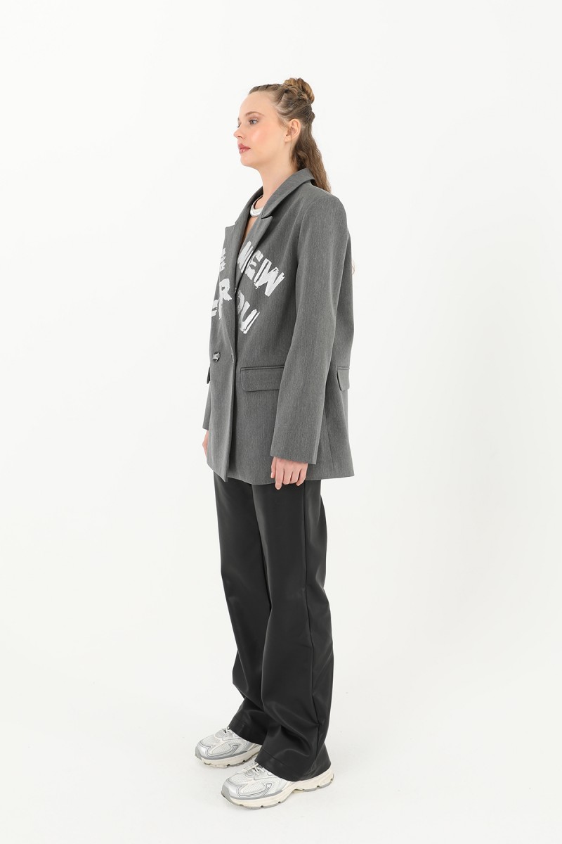 Kadın Yazı Baskılı Blazer Ceket - 31978CKT Kadın Yazı Baskılı Blazer Ceket - 31978CKT