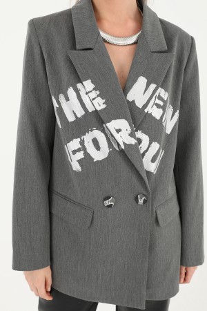 Kadın Yazı Baskılı Blazer Ceket - 31978CKT Kadın Yazı Baskılı Blazer Ceket - 31978CKT