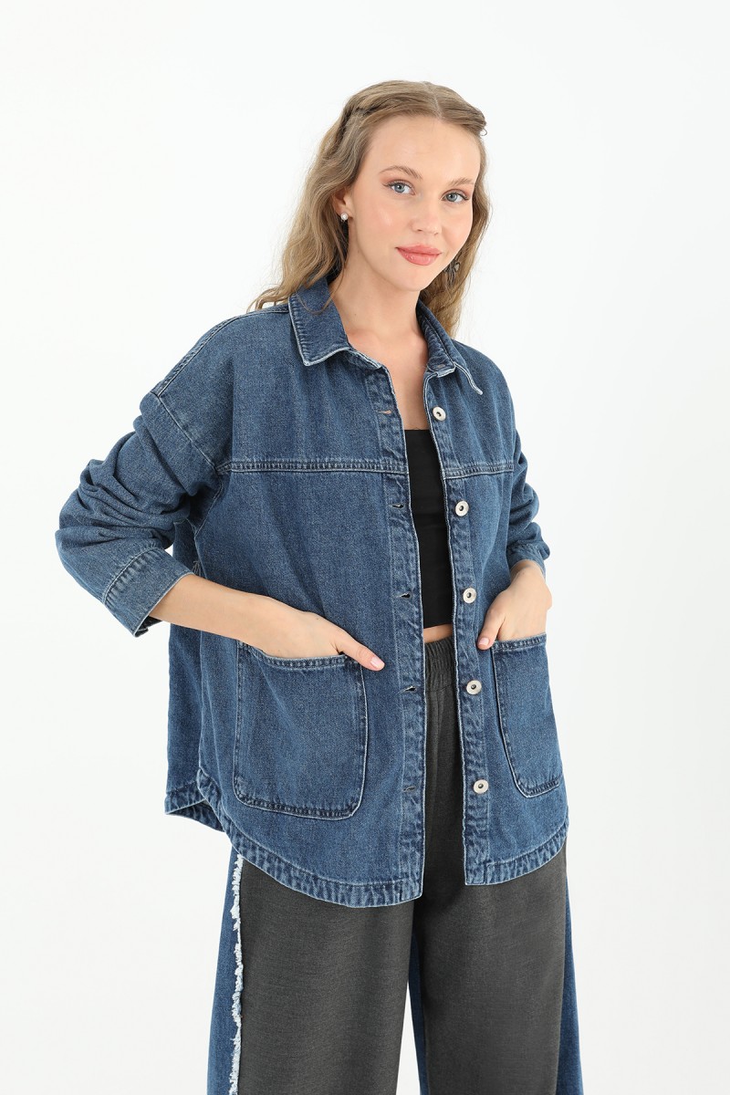 Kadın Denim Cepli Ceket - 32016JCK Kadın Denim Cepli Ceket - 32016JCK