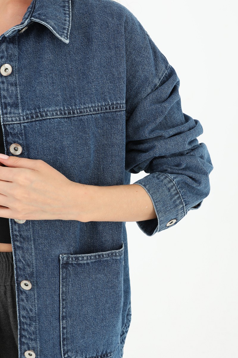Kadın Denim Cepli Ceket - 32016JCK Kadın Denim Cepli Ceket - 32016JCK