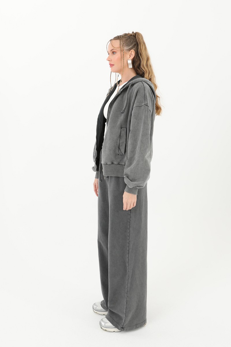 Kadın Beli Lastikli Eskitme Geniş Paça Pantolon- 32066PNT Kadın Beli Lastikli Eskitme Geniş Paça Pantolon- 32066PNT