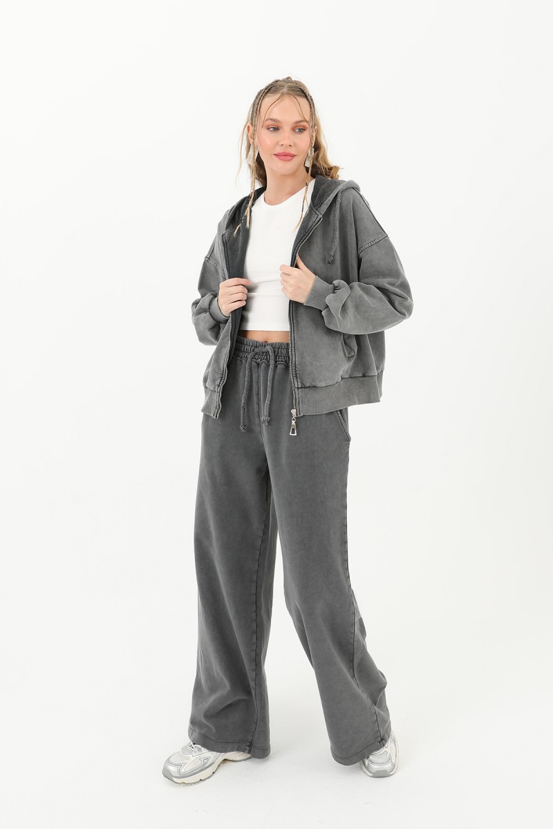 Kadın Beli Lastikli Eskitme Geniş Paça Pantolon- 32066PNT Kadın Beli Lastikli Eskitme Geniş Paça Pantolon- 32066PNT