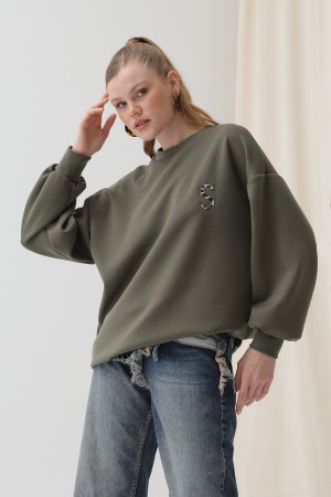 Kadın Arkası Leopar Detaylı Sweatshirt-32112SWT Kadın Arkası Leopar Detaylı Sweatshirt-32112SWT
