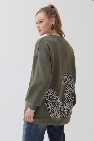 Kadın Arkası Leopar Detaylı Sweatshirt-32112SWT Kadın Arkası Leopar Detaylı Sweatshirt-32112SWT